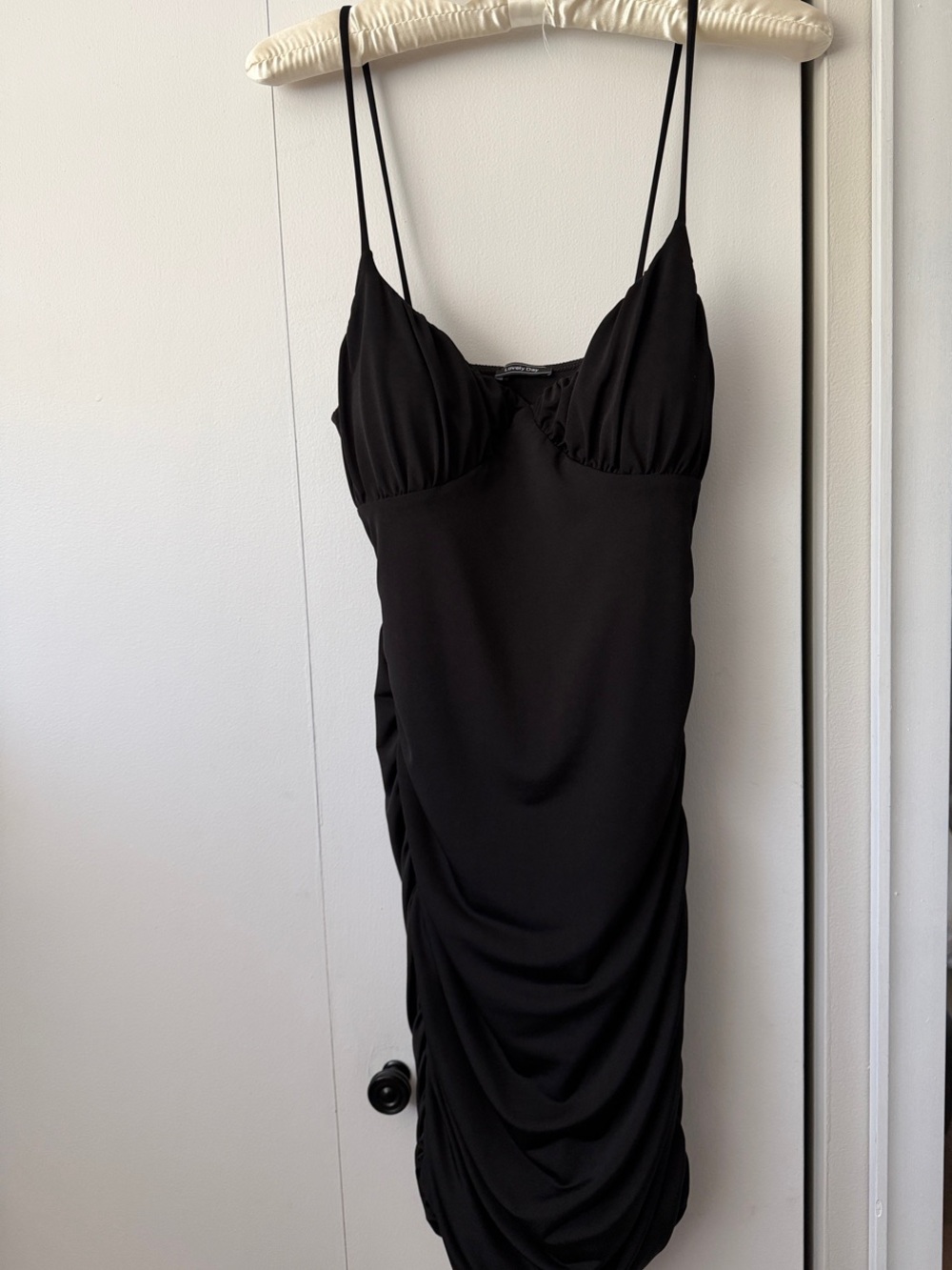 Lovely Day Black Ruched Mini Dress
